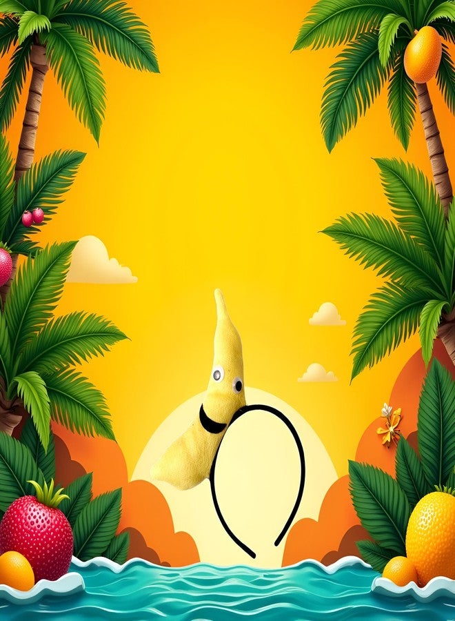 Fansoftiks طوق شعر أصفر على شكل موزة، إكسسوارات شعر، طوق رأس مخملي، أطواق رأس نسائية أنيقة، طوق رأس مزين برسومات طعام للشعر النسائي - Image 5